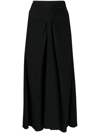 Rochas High Rise Midi Skirt In Black