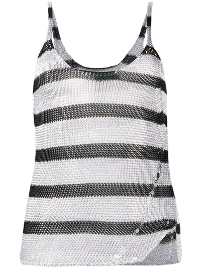 Zadig & Voltaire Joss Stripes Tank Top In Silver