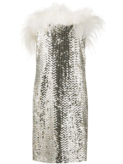 Saint Laurent Sequined Mini Dress In Gold