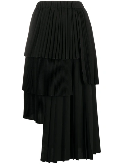 N°21 Asymmetric Pleated Midi Skirt In Nero