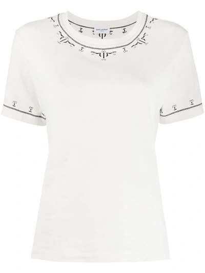 Saint Laurent Embroidered Detail T-shirt In Grey