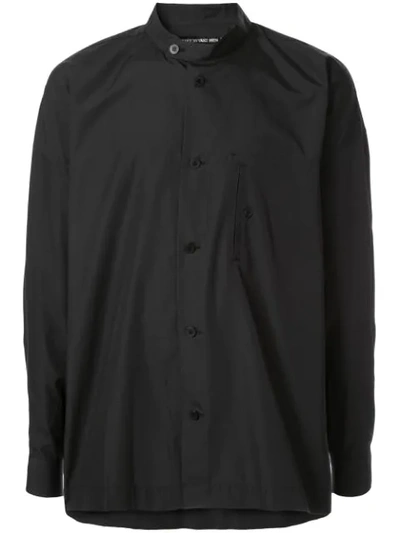 Issey Miyake Mandarin Collar Loose Fit Shirt In Black