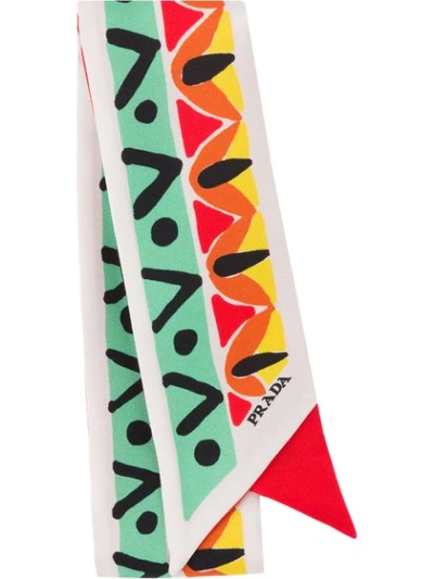 Prada Printed Scarf In Green