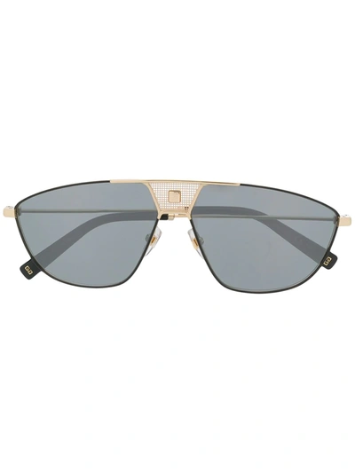 Givenchy Logo Plaque Shield Sunglasses In Gold