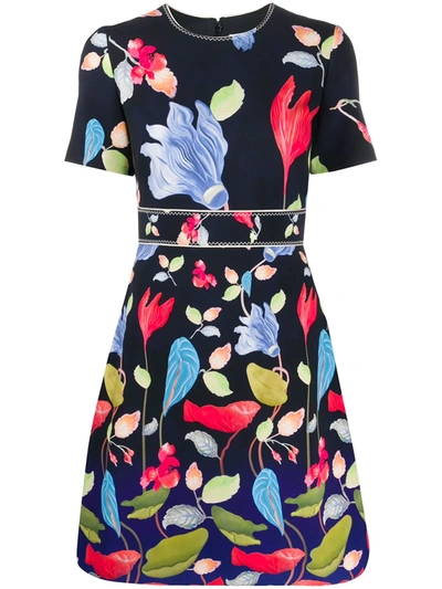 Peter Pilotto Floral-print Mini Dress In Black