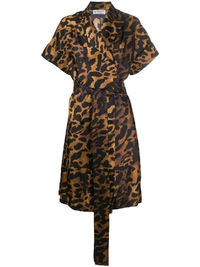 Alberto Biani Leopard Print Belted Dress In Multicolor