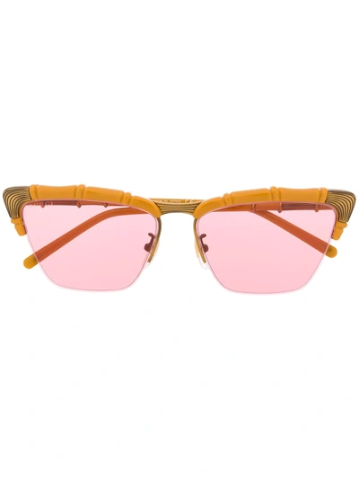 Gucci 竹质细节猫眼框太阳眼镜 In Pink