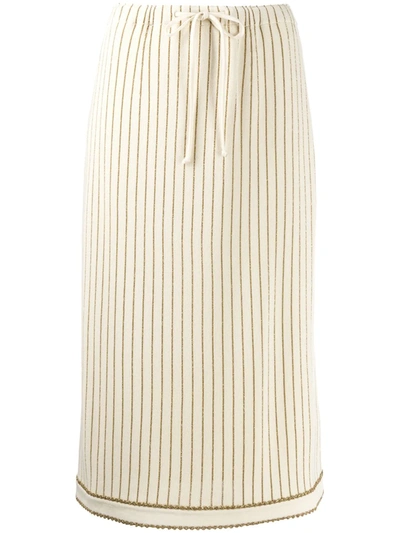 Gucci Pinstripe Midi Skirt In Neutrals