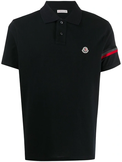 Moncler Logo-patch Armband Polo Shirt In Blue