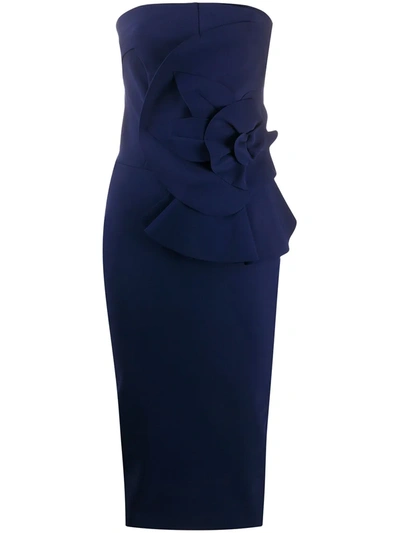 Le Petite Robe Di Chiara Boni Floral Bow Detail Midi Dress In Blue