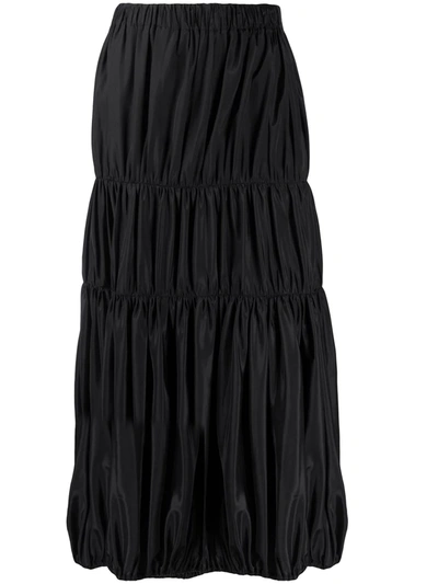 Pre-owned Yohji Yamamoto 2000s Gathered Midi Skirt In Black