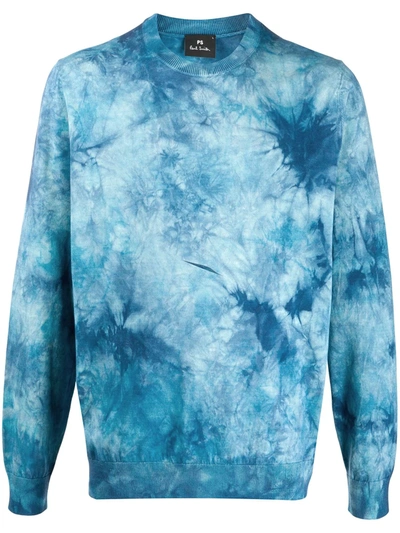 Ps By Paul Smith Long Sleeve Tie-dye Jumper In Blue