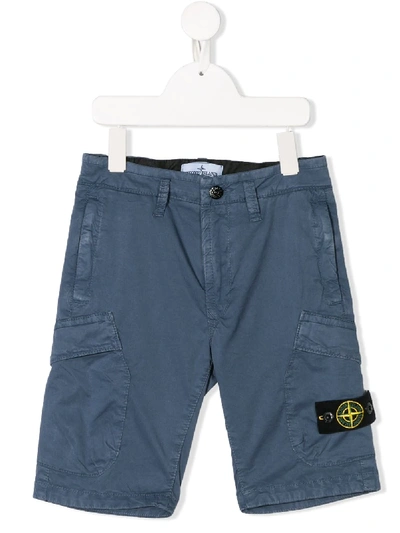 Stone Island Junior Teen Cargo Shorts In Blue