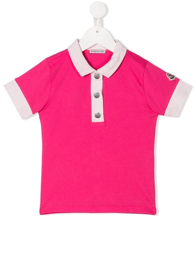 Moncler Kids' Logo Polo Neck In Pink