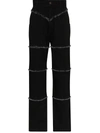 Ambush Frayed Striped Straight-leg Jeans In Black