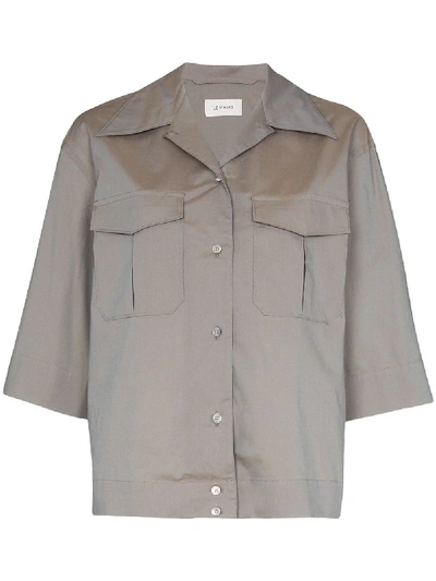 Lemaire 3/4 Sleeve Camp Collar Shirt In Grey