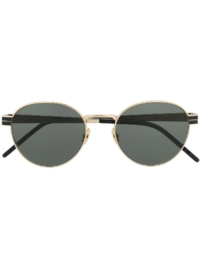 Saint Laurent Round Frame Sunglasses In 灰色