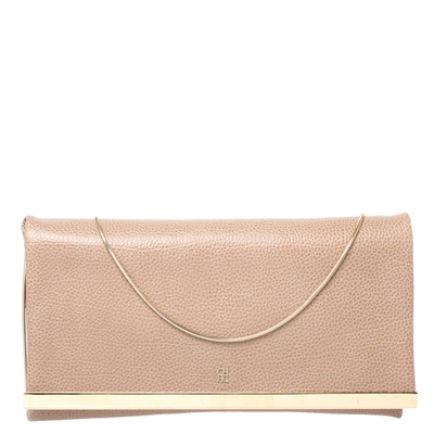 Pre-owned Ch Carolina Herrera Carolina Herrera Beige Leather Chain Clutch