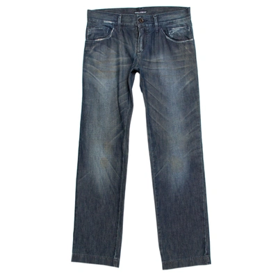 Pre-owned Dolce & Gabbana Blue Medium Wash Denim Straight Leg Jeans S
