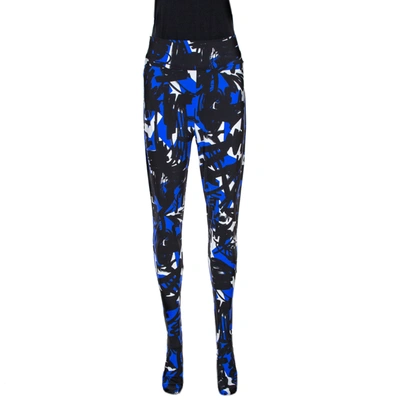 Pre-owned Burberry Blue Graffiti Print Stretch Jersey Footed Leggings S