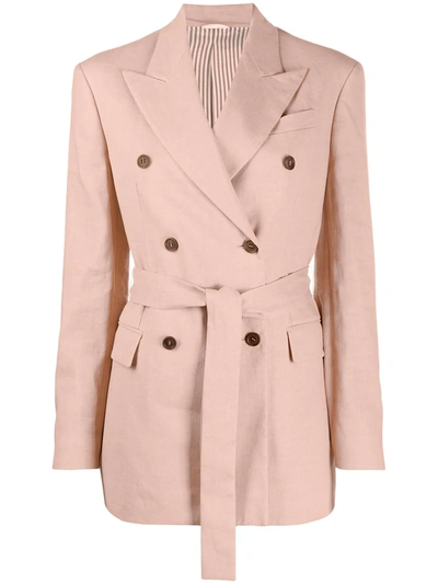Brunello Cucinelli Double-breasted Belted Blazer In Pink