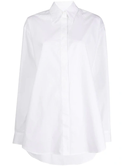 Mm6 Maison Margiela Printed High-low Hem Shirt In White