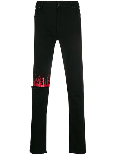 Vision Of Super Flame-print Slim-fit Trousers In Black