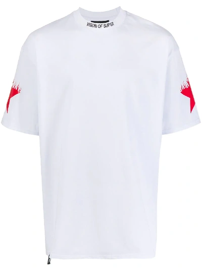 Vision Of Super Star-print Crew Neck T-shirt In White