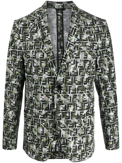 Fendi Motif Print Camouflage Blazer In Green