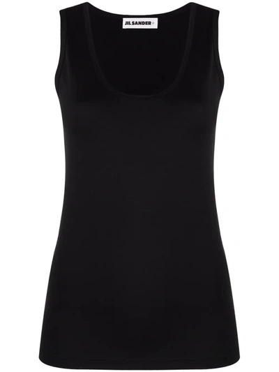 Jil Sander Round-neck Sleeveless Top In Black