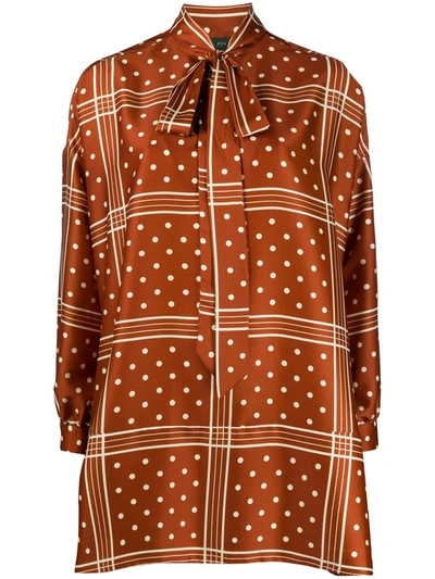 Jejia Relaxed Fit Polka Dot Print Blouse In Brown