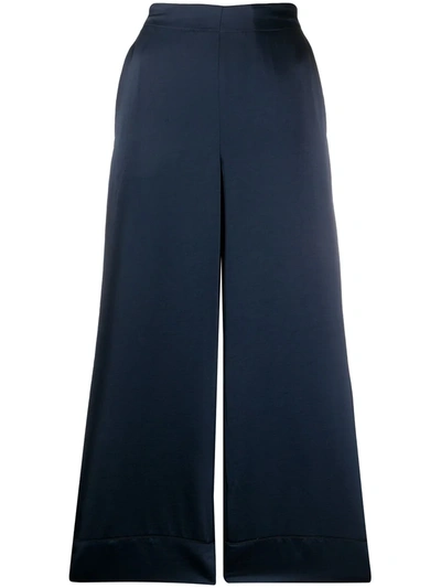 Blanca Vita Wide Leg Cropped Trousers In Blue