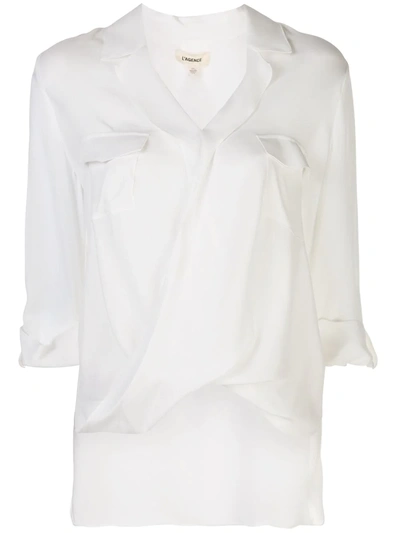 L Agence V-neck Draped Front Blouse In White