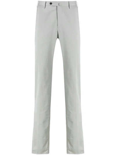 Pt01 Long Pleated Detail Tailored Trousers In Grey