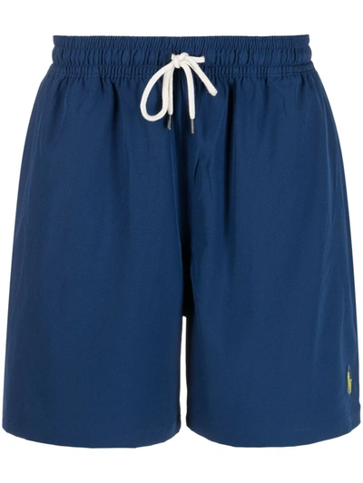 Polo Ralph Lauren Logo Embroidered Drawstring Swim Shorts In Blau