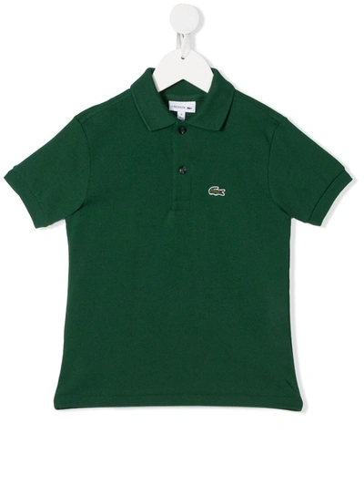 Lacoste Kids' Green Polo For Boy Shirt With Crocodile In Verde