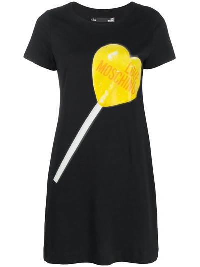 Love Moschino Lollipop Print T-shirt Dress In Black