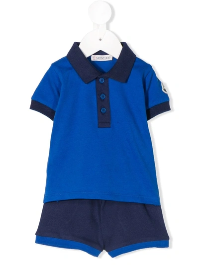 Moncler Babies' Short Sleeve Tracksuit Set In Blue