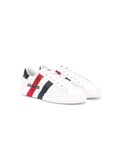 Moncler Teen Striped Print Low Top Trainers In White