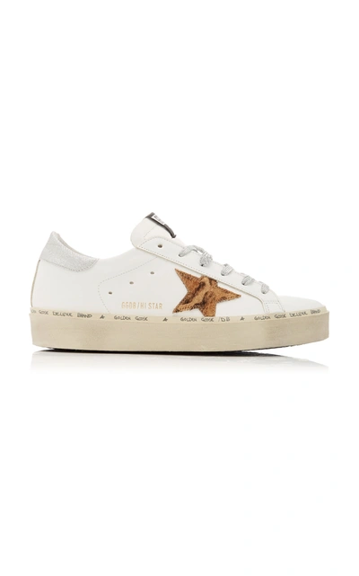 Golden Goose Hi Star Platform Leopard Calf Hair And Leather Sneakers In White