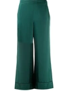 Blanca Vita Cropped Wide Leg Trousers In Green