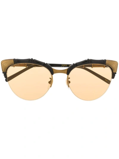 Gucci Bamboo-effect Oval-frame Sunglasses In Black