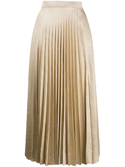 Pringle Of Scotland Pleated Midi Skirt In Gold