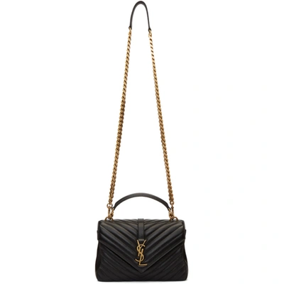 Saint Laurent Black College Medium Leather Shoulder Bag