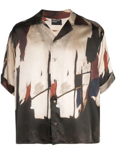 Enfants Riches Deprimes Loose Fit Silk Printed Shirt In Brown