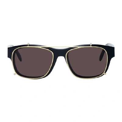 Alexander Mcqueen Clip-on Lens D-frame Metal And Acetate Sunglasses In 001 Black