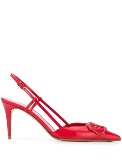 Valentino Garavani Vlogo Pointed Toe Slingback Pump In Rouge Pur