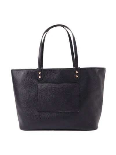Etro Reversible Leather Shopping Bag In Dark Blue