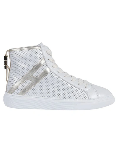 Hogan Hi Top Sneakers In Silver Color In White