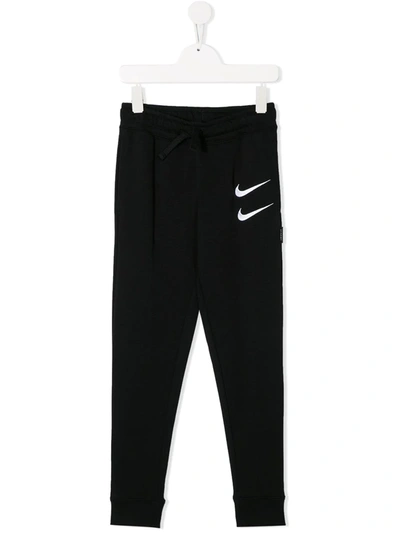 Nike Sportswear Swoosh Big Kids' French Terry Trousers In Black